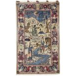 A SIGNED KASHAN PICTORIAL RUG, CIRCA 1900