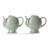 A PAIR OF CELADON-GLAZED ‘CADOGAN’ WINE POTS, QING DYNASTY (1644-1912)