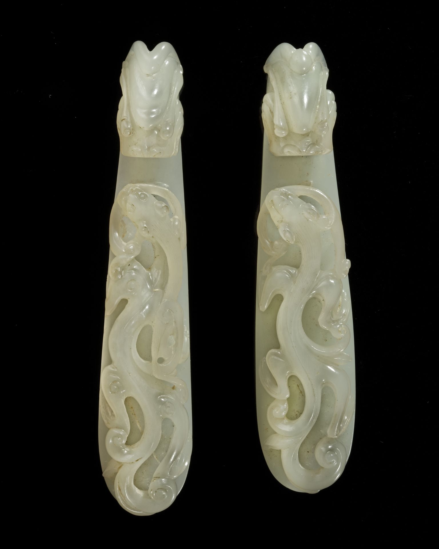 A CHINESE SET OF JADE BELTHOOKS, 19TH-20TH CENTURY