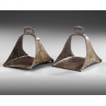 A PAIR OF STEEL STIRRUPS, NORTH AFRICA, 19TH CENTURY