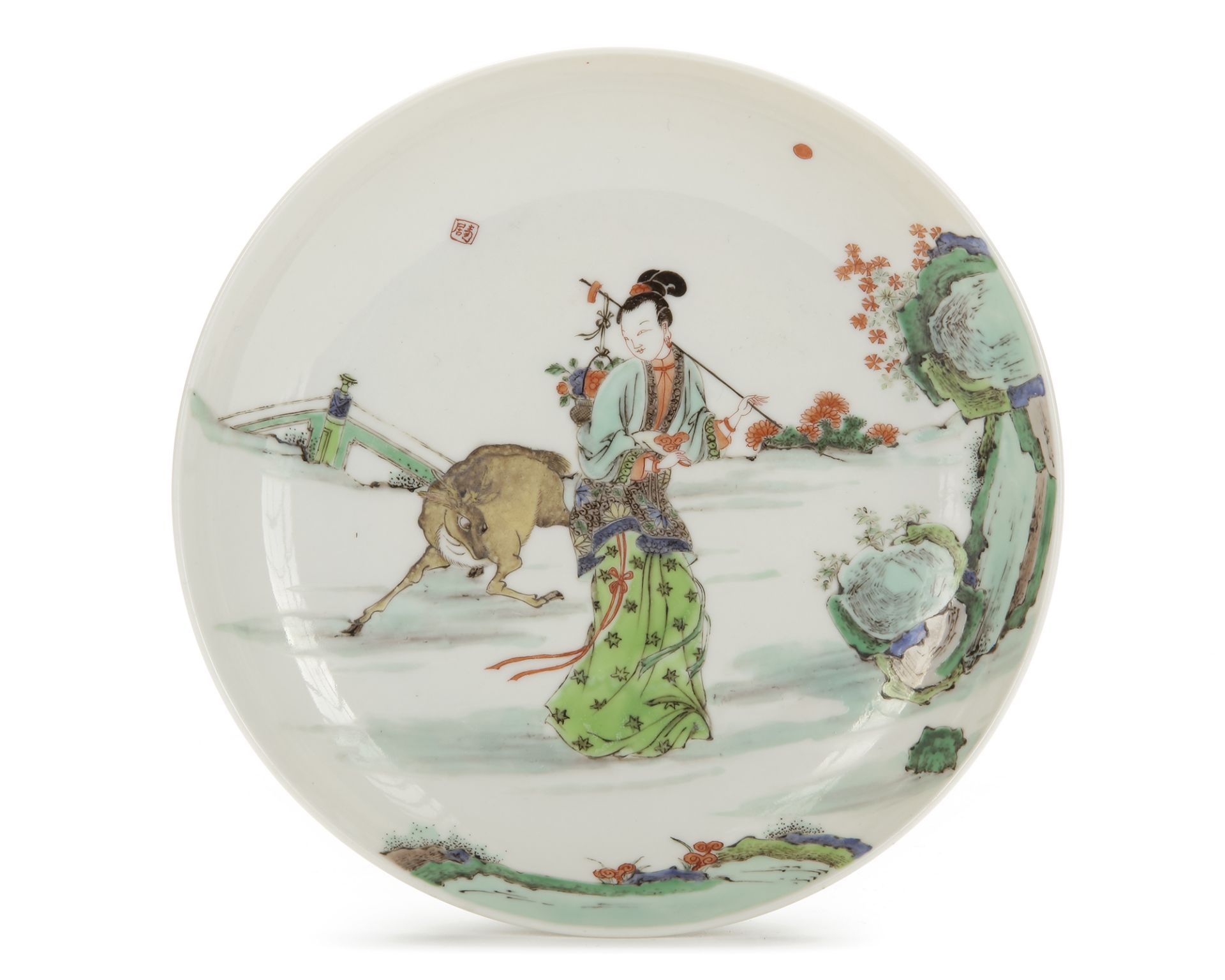 A CHINESE FAMILLE VERTE MAGU DISH,19TH CENTURY