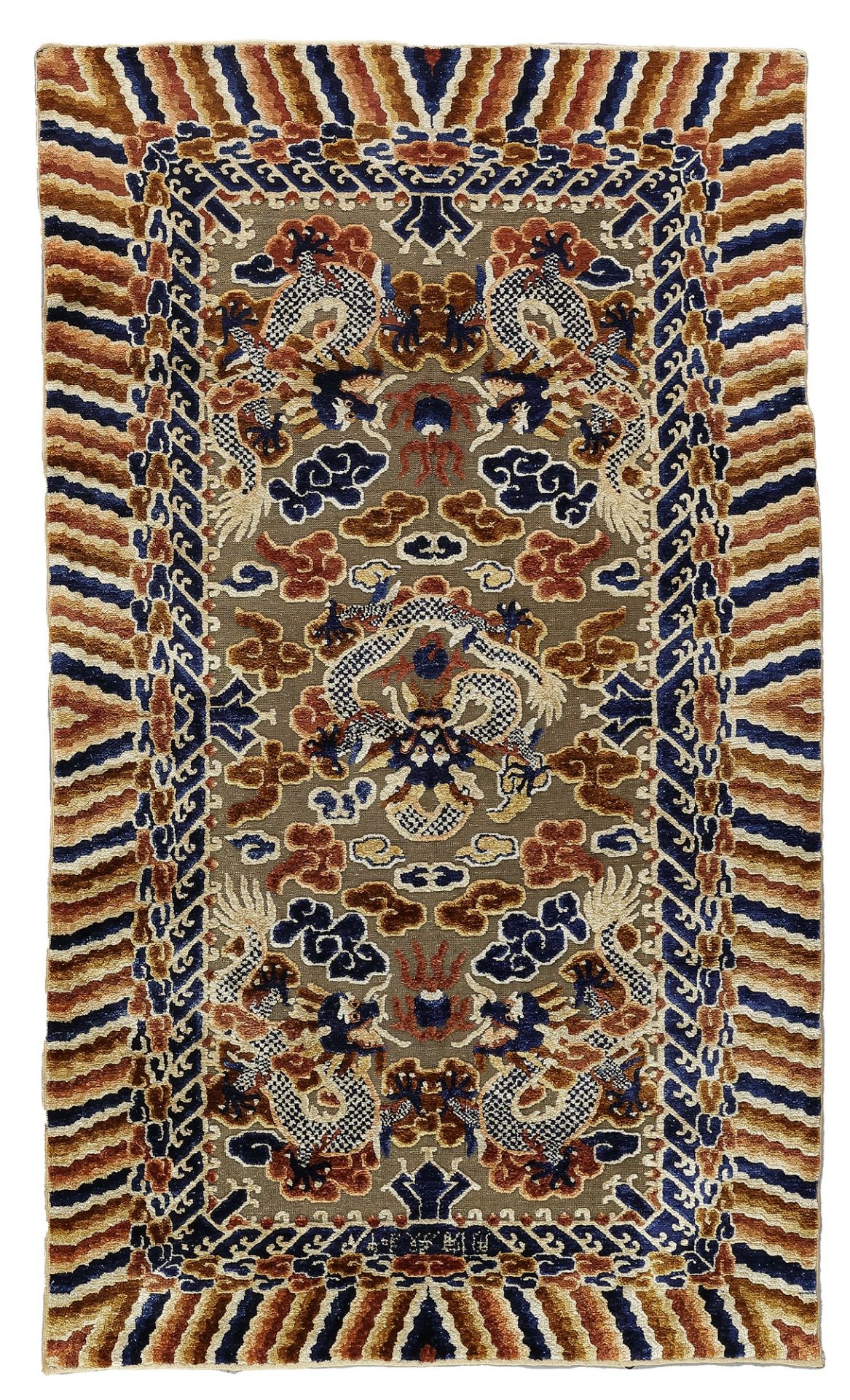 A CHINESE 'DRAGON' SILK AND METAL RUG, LATE 19TH CENTURY, PROBABLY MADE FOR THE IMPERIAL COURT - Image 2 of 2