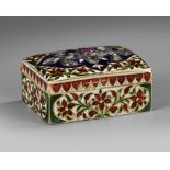 AN INDIAN, JAIPUR, RAJASTHAN ENAMEL, POLKI DIAMOND AND RUBY BOX, FIRST HALF OF THE 20TH CENTURY