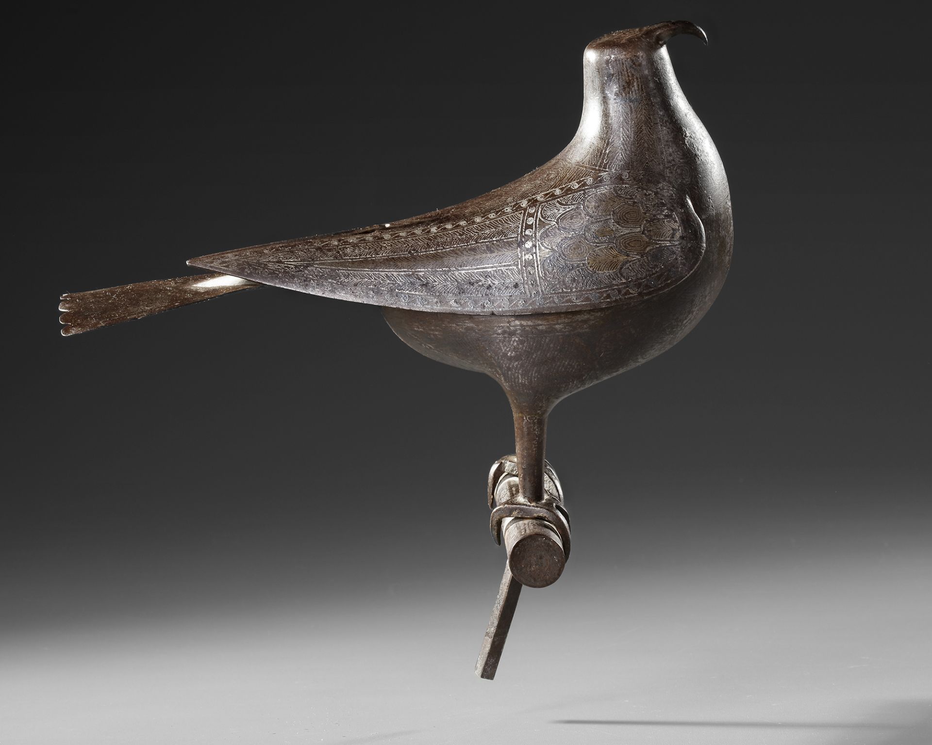 A PERSIAN STEEL BIRD, ZAND DYNASTY 18TH CENTURY