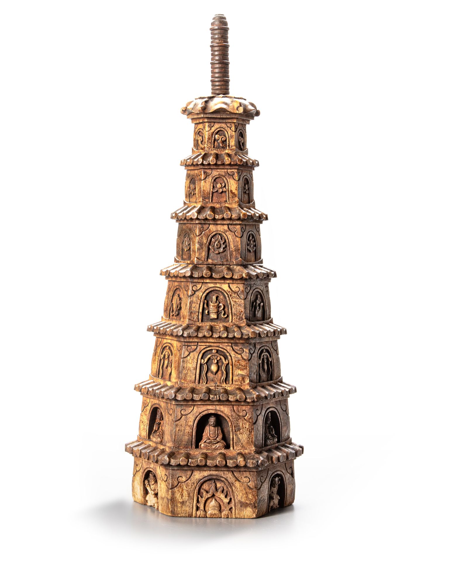 A CHINESE HUANGHUALI WOOD CARVED PAGODA, 17TH CENTURY - Bild 2 aus 3