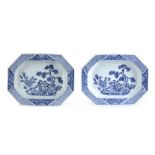 A PAIR OF CHINESE BLUE AND WHITE OCTAGONAL PLATTERS, 18TH CENTURY