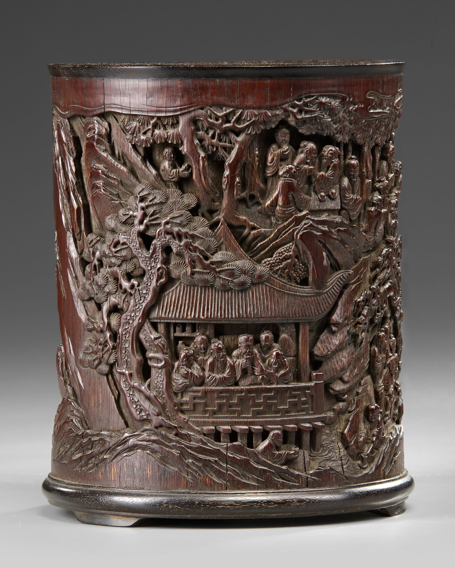 A CHINESE CARVED BAMBOO 'SCHOLARS' BRUSH POT, BITONG, 18TH-19TH CENTURY