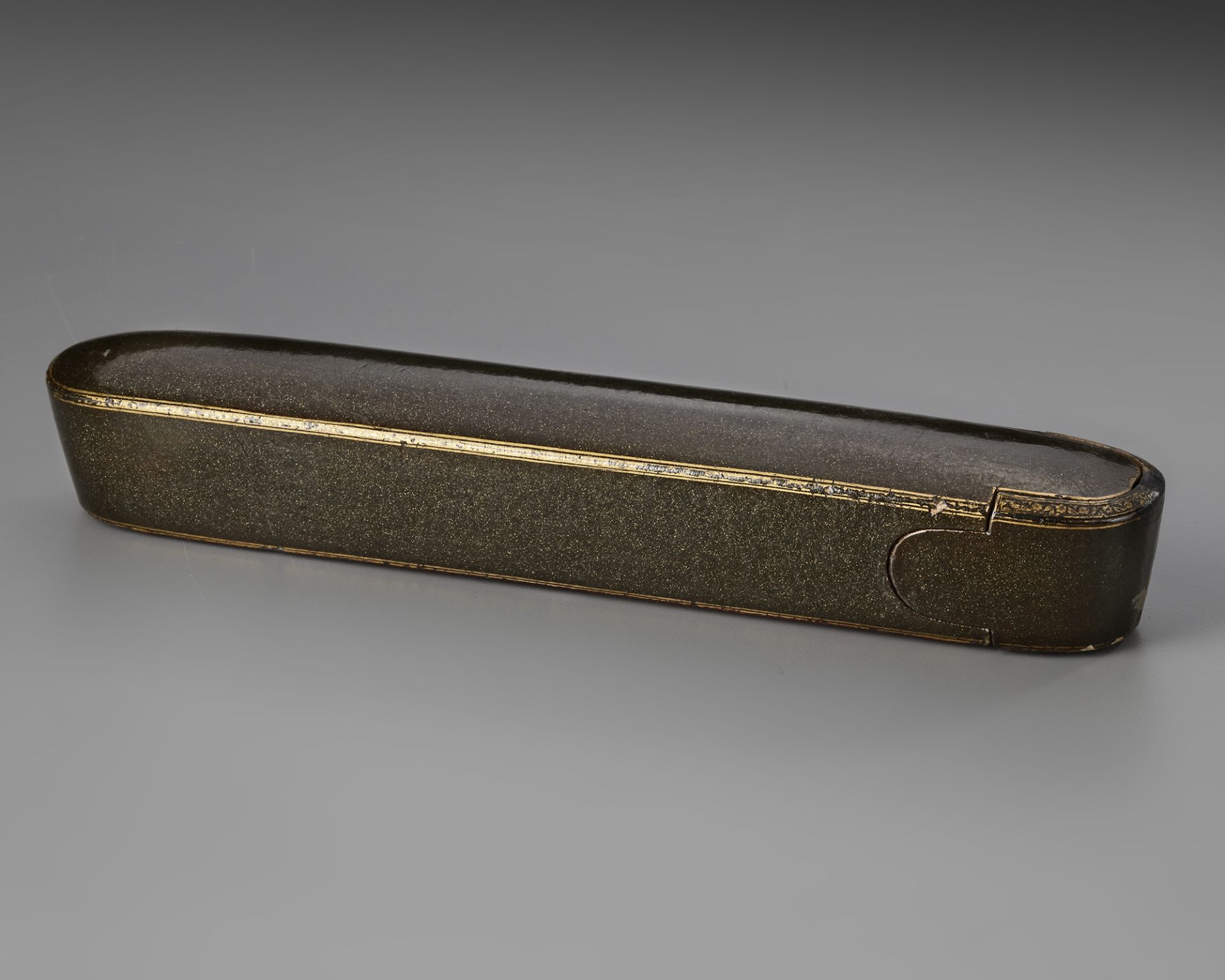 A QAJAR LACQUER PAPIER MACHE PEN-BOX (QALAMDAN ) WITH SILVER SCISSORS AND SCOOP, PERSIA, 19TH CENTUR - Image 3 of 4