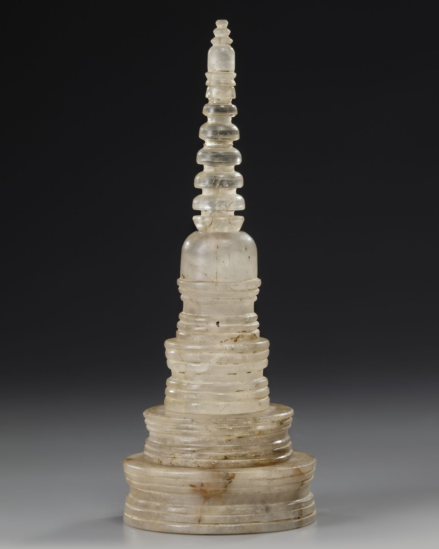 A ROCK CRYSTAL RELIQUARY SHAPED AS A STUPA, GANDHARA 4TH-5TH CENTURY