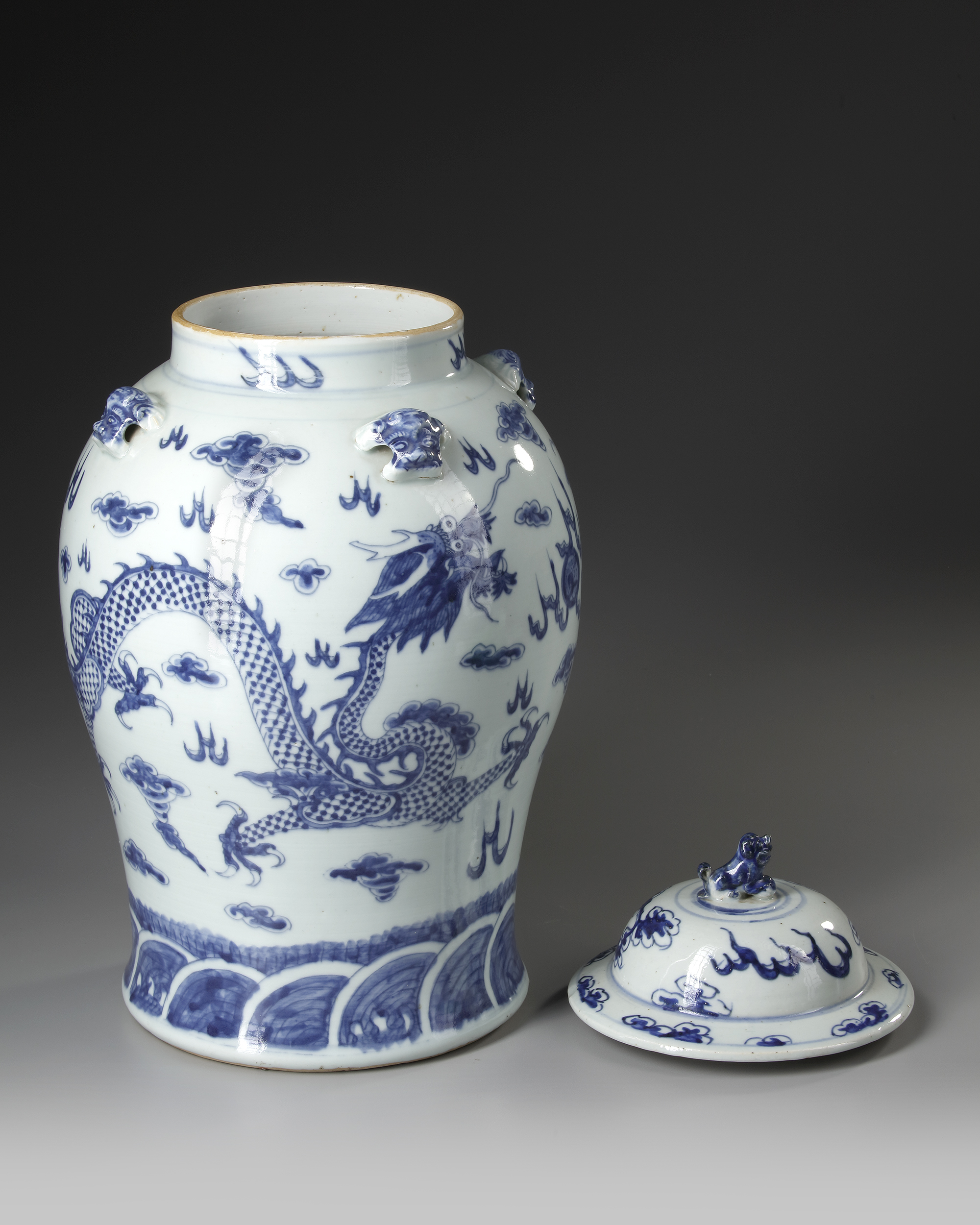 A CHINESE BLUE AND WHITE DRAGON VASE, 19TH CENTURY - Image 3 of 5