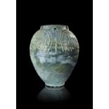 A LARGE UMAYYAD TURQUOISE-GREEN GLAZED JAR, MESOPOTAMIA, 7TH-8TH CENTURY