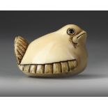 A JAPANESE IVORY NETSUKE OF THE SHAPE OF A SPARROW, SECOND HALF 19TH CENTURY