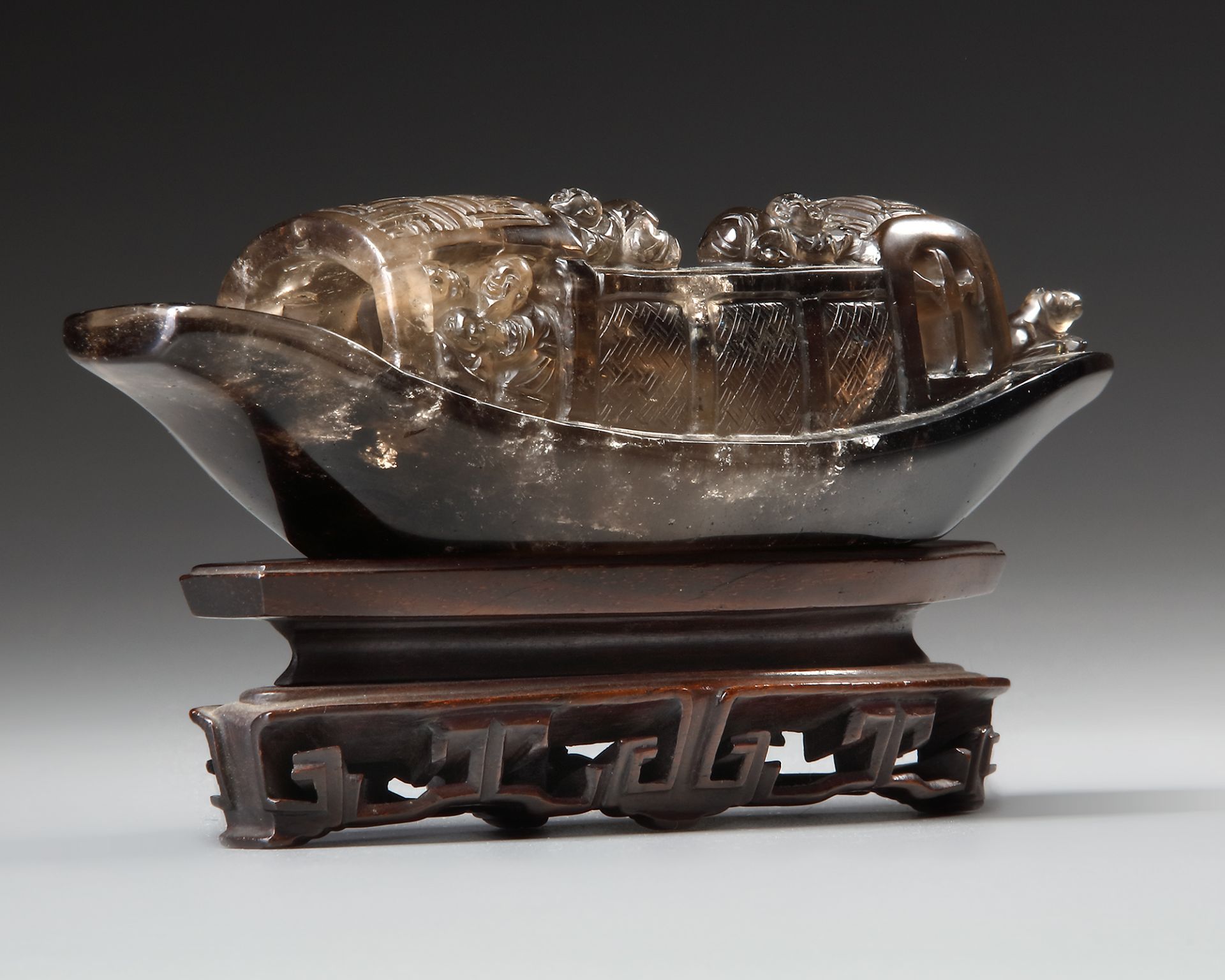 AN AGATE CARVING OF A SAMPAN, QING DYNASTY, 19TH CENTURY - Image 3 of 5