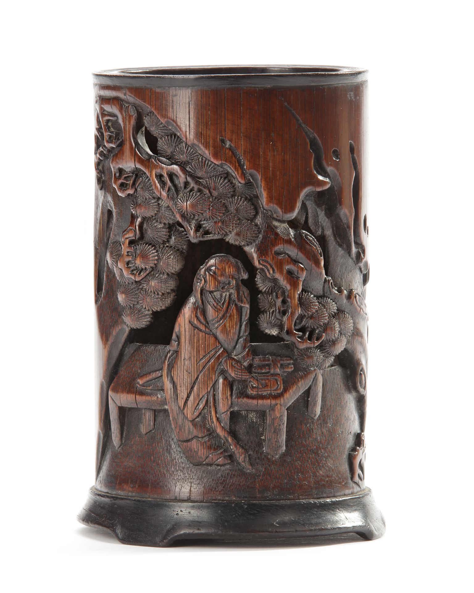 A CHINESE BAMBOO SCHOLAR BRUSH POT, QING DYNASTY (1644-1912)