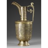 A PERSIAN QAJAR BRASS EWER, 19TH CENTURY