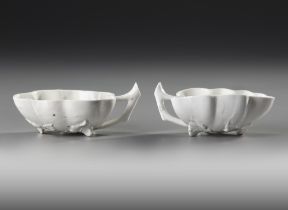 TWO CHINESE 'BLANC DE CHINE' LEAF-SHAPED CUPS, 17TH-18TH CENTURY