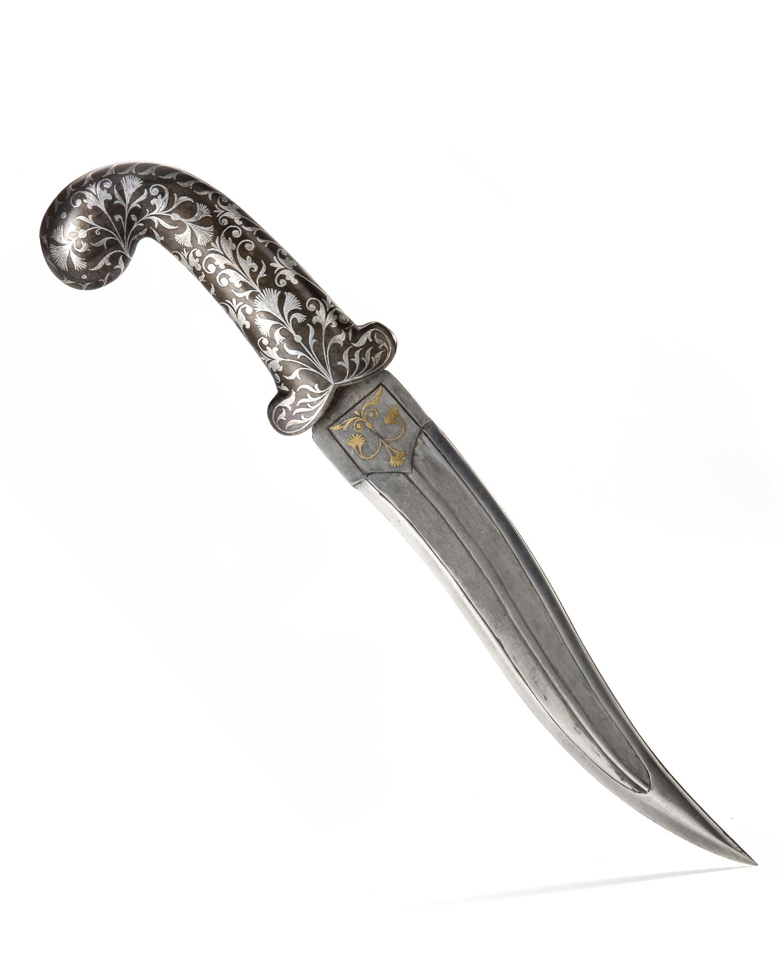 A MUGHAL SILVER INLAID DAGGER, 20TH CENTURY - Image 3 of 4