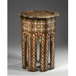AN OTTOMAN WOOD, BONE AND MOTHER-OF-PEARL INLAID OCTAGONAL TABLE, SYRIA EARLY 20TH CENTURY