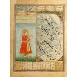 AN ALBUM PAGE MINIATURE OF THE EMPEROR JAHANGIR, DECCAN, CIRCA 17TH-18TH CENTURY