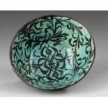 A KASHAN TURQUOISE BLUE-GLAZED POTTERY BOWL, PERSIA, 12TH-13TH CENTURY