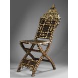 AN OTTOMAN BONE INLAID FOLDING CHAIR, SYRIA LATE 19TH CENTURY