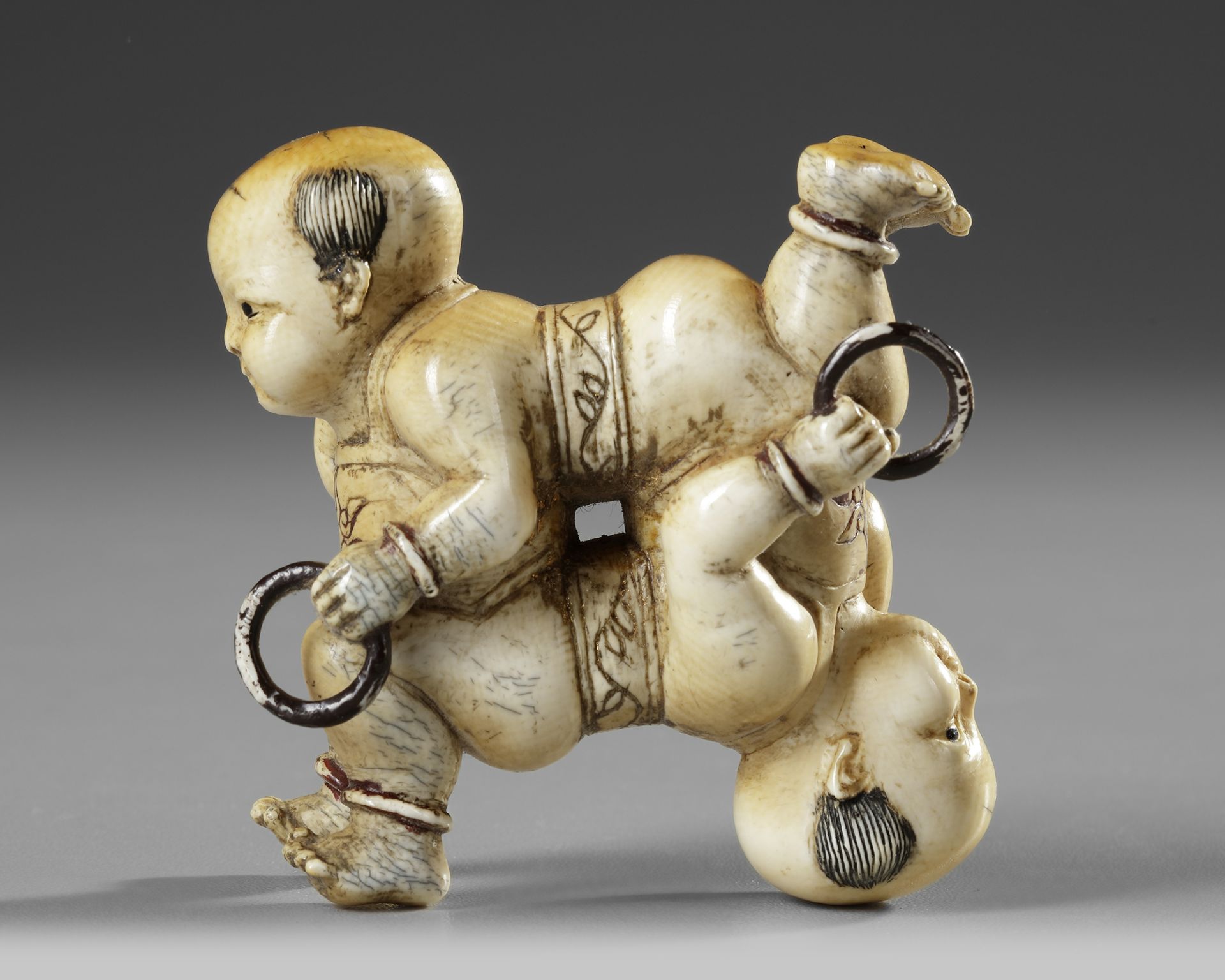 CHINESE IVORY TWIN BOYS, 19TH CENTURY - Image 7 of 10