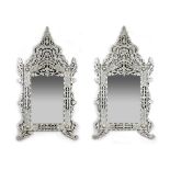 A PAIR OF SYRIAN MOTHER OF PEARL AND BONE INLAID MIRRORS, EARLY 20TH CENTURY