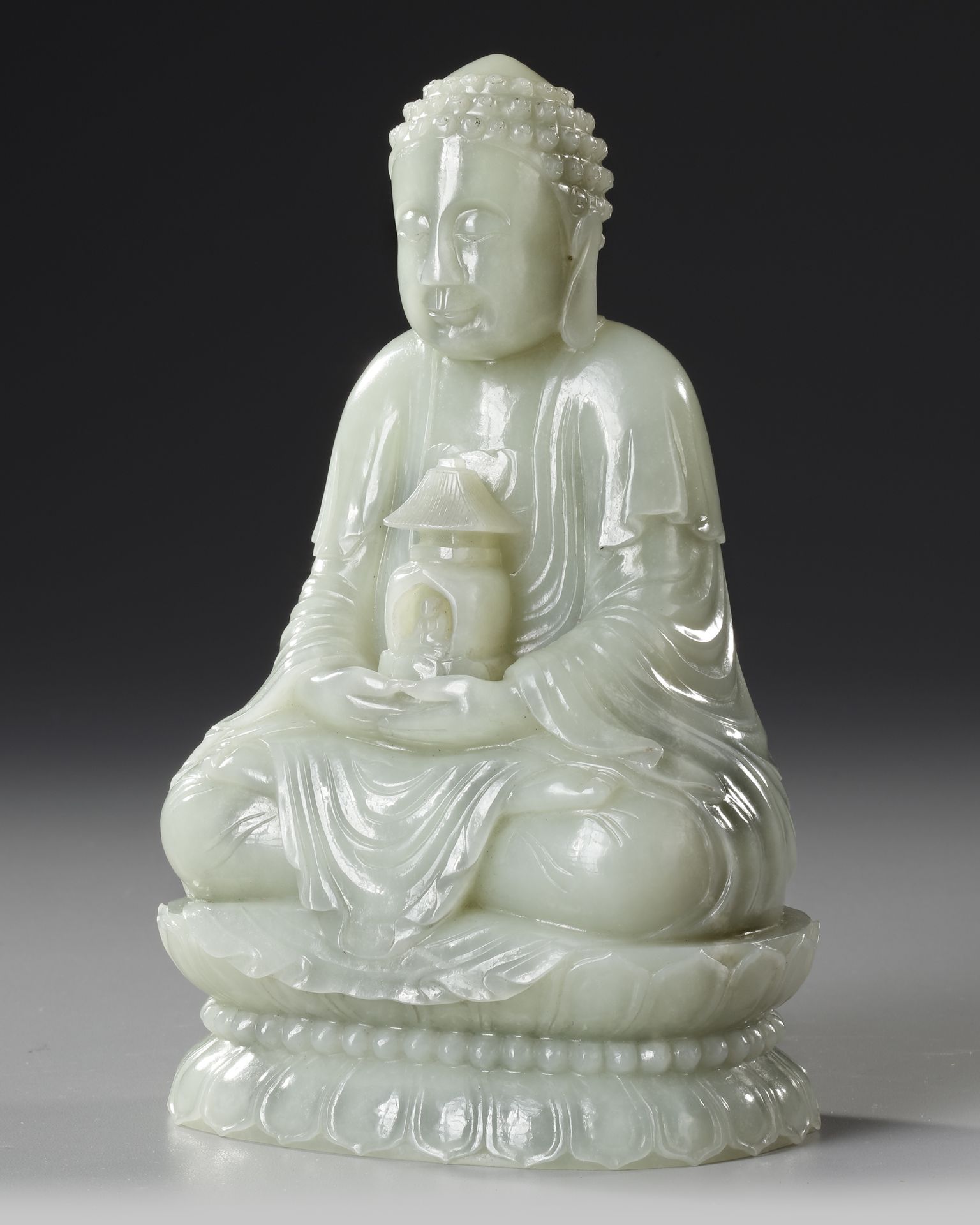 A CHINESE CARVED JADE SEATED BUDDHA, QING DYNASTY (1644–1911) - Image 3 of 12