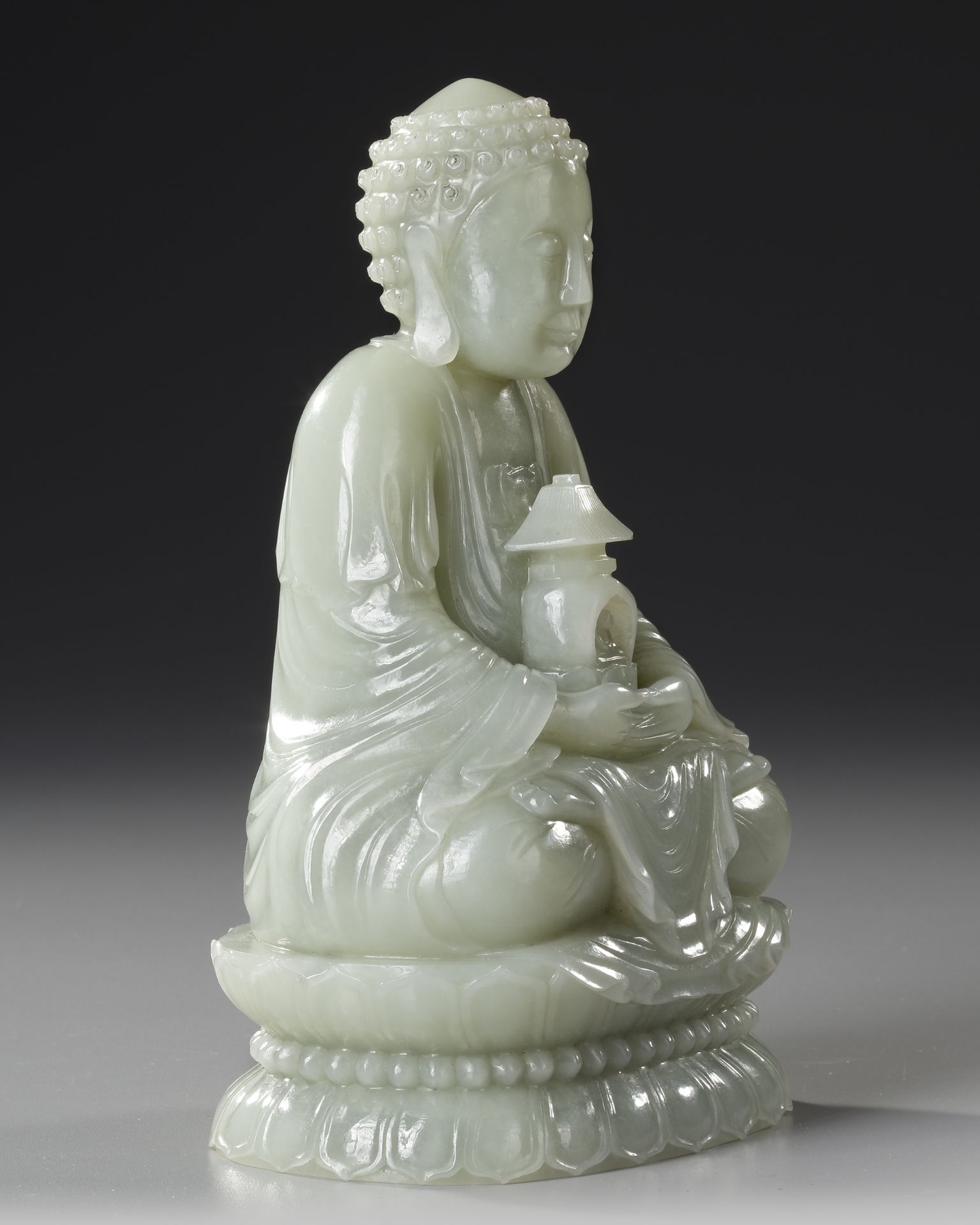 A CHINESE CARVED JADE SEATED BUDDHA, QING DYNASTY (1644–1911) - Image 10 of 12