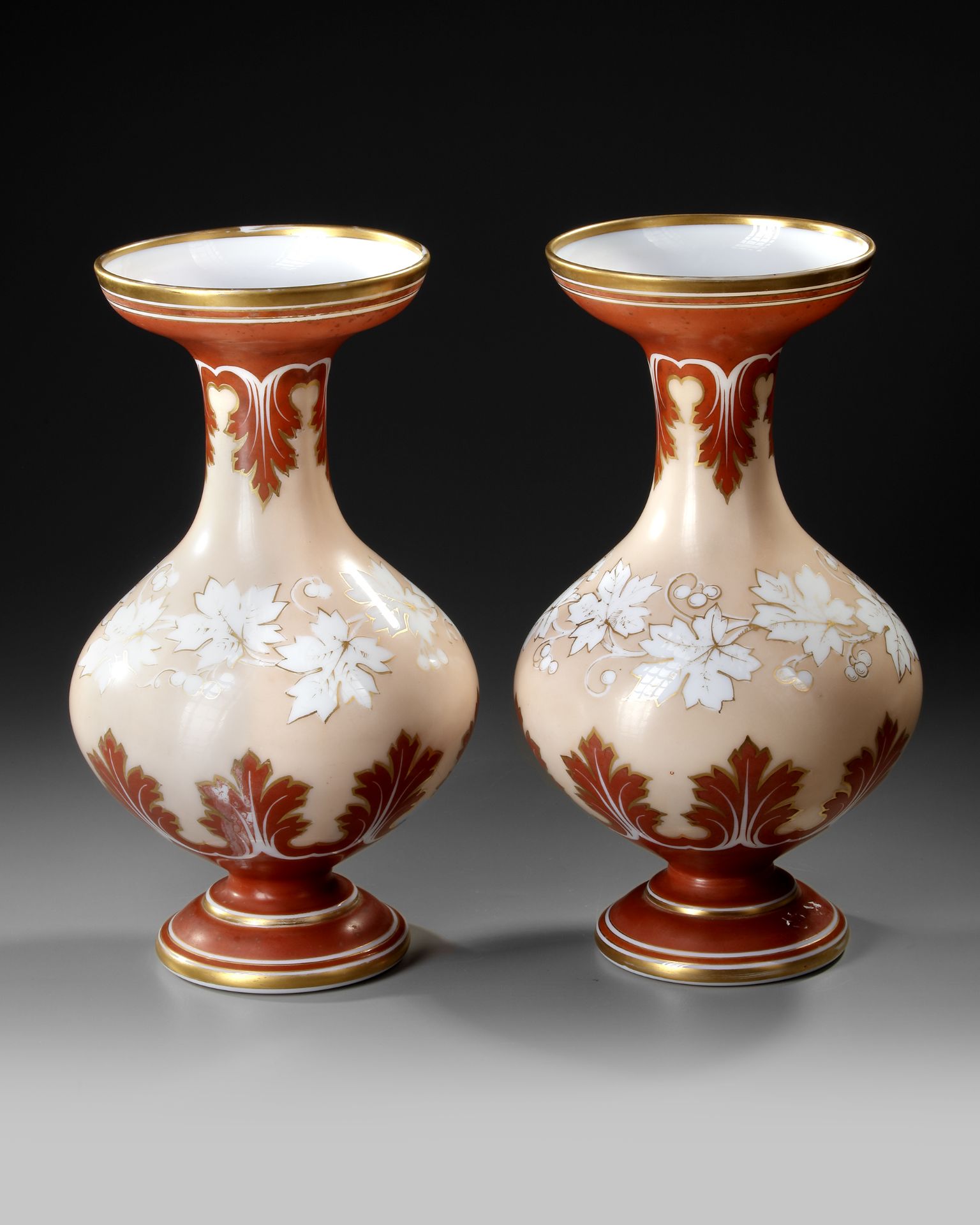 A PAIR OF OPALINE BACCARAT VASES, FRANCE, 19TH CENTURY - Image 3 of 6