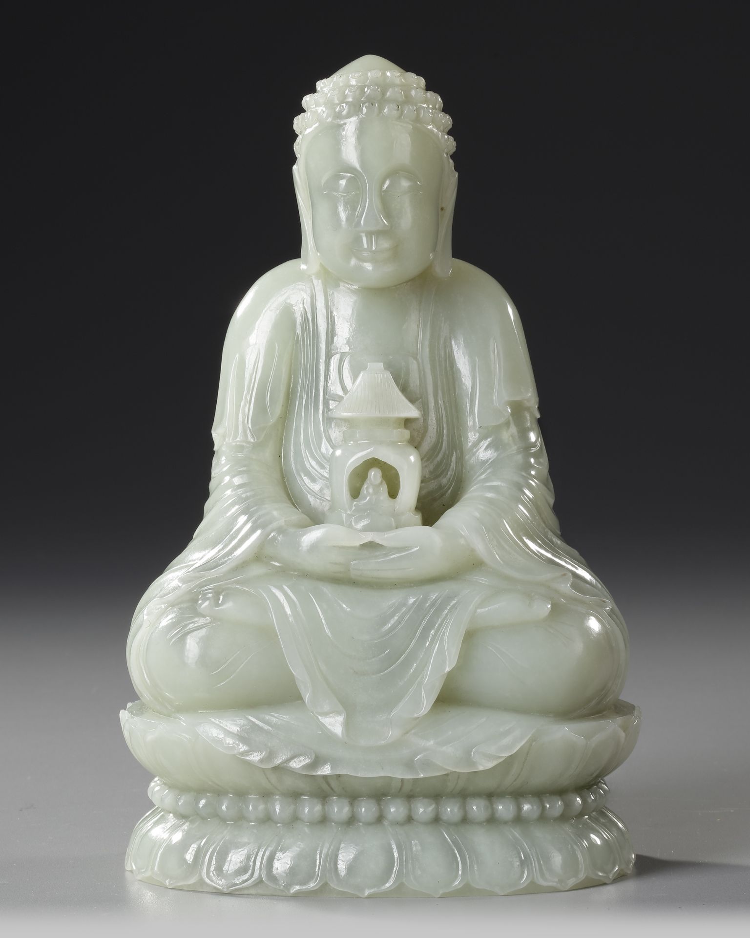 A CHINESE CARVED JADE SEATED BUDDHA, QING DYNASTY (1644–1911) - Image 2 of 12