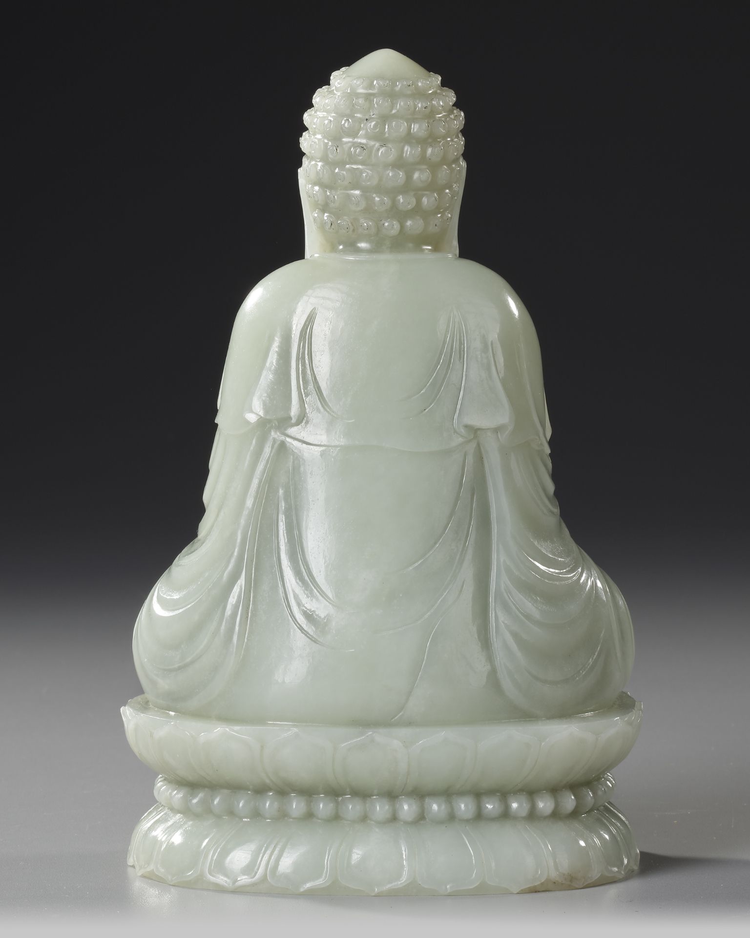 A CHINESE CARVED JADE SEATED BUDDHA, QING DYNASTY (1644–1911) - Image 8 of 12