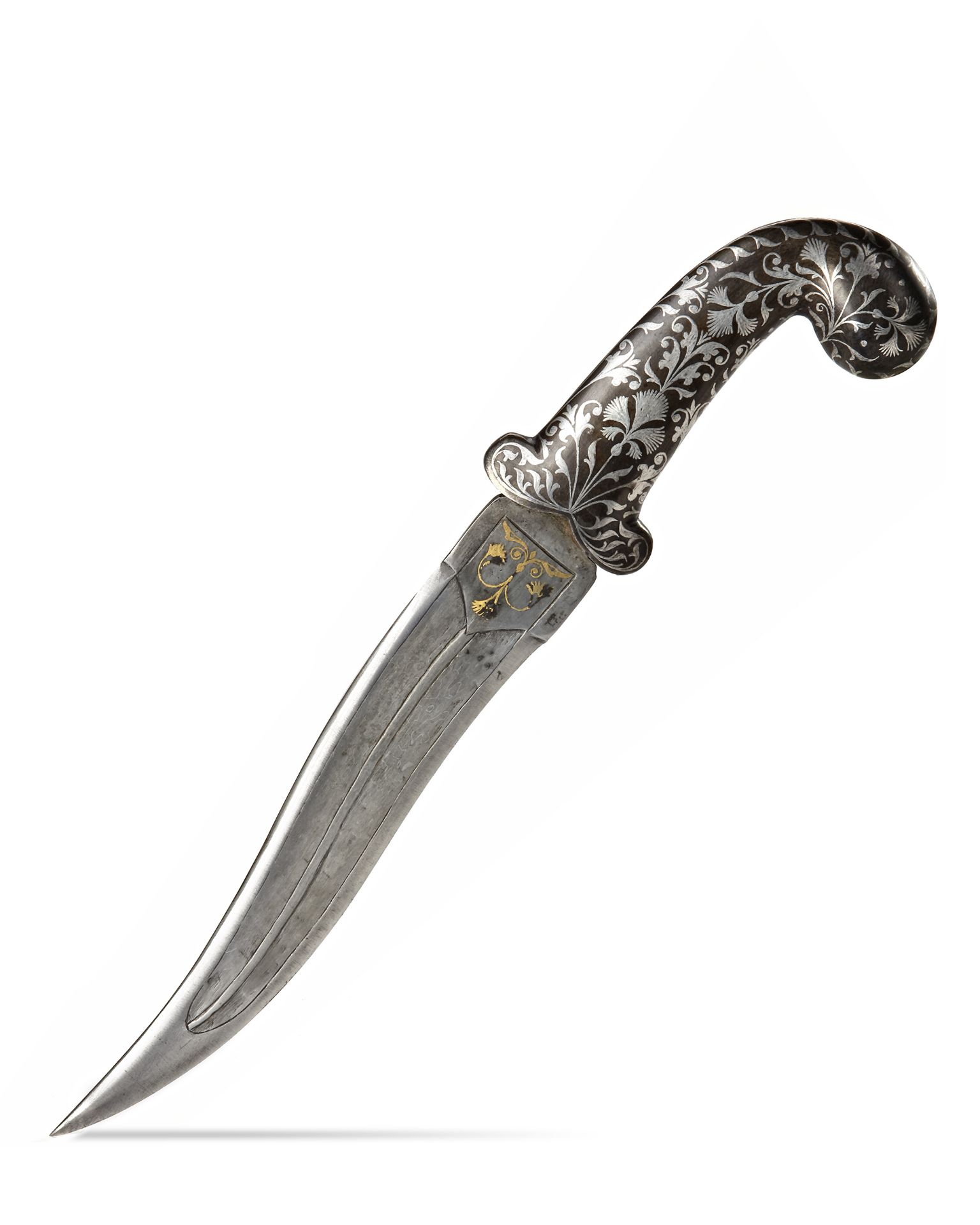 A MUGHAL SILVER INLAID DAGGER, 20TH CENTURY