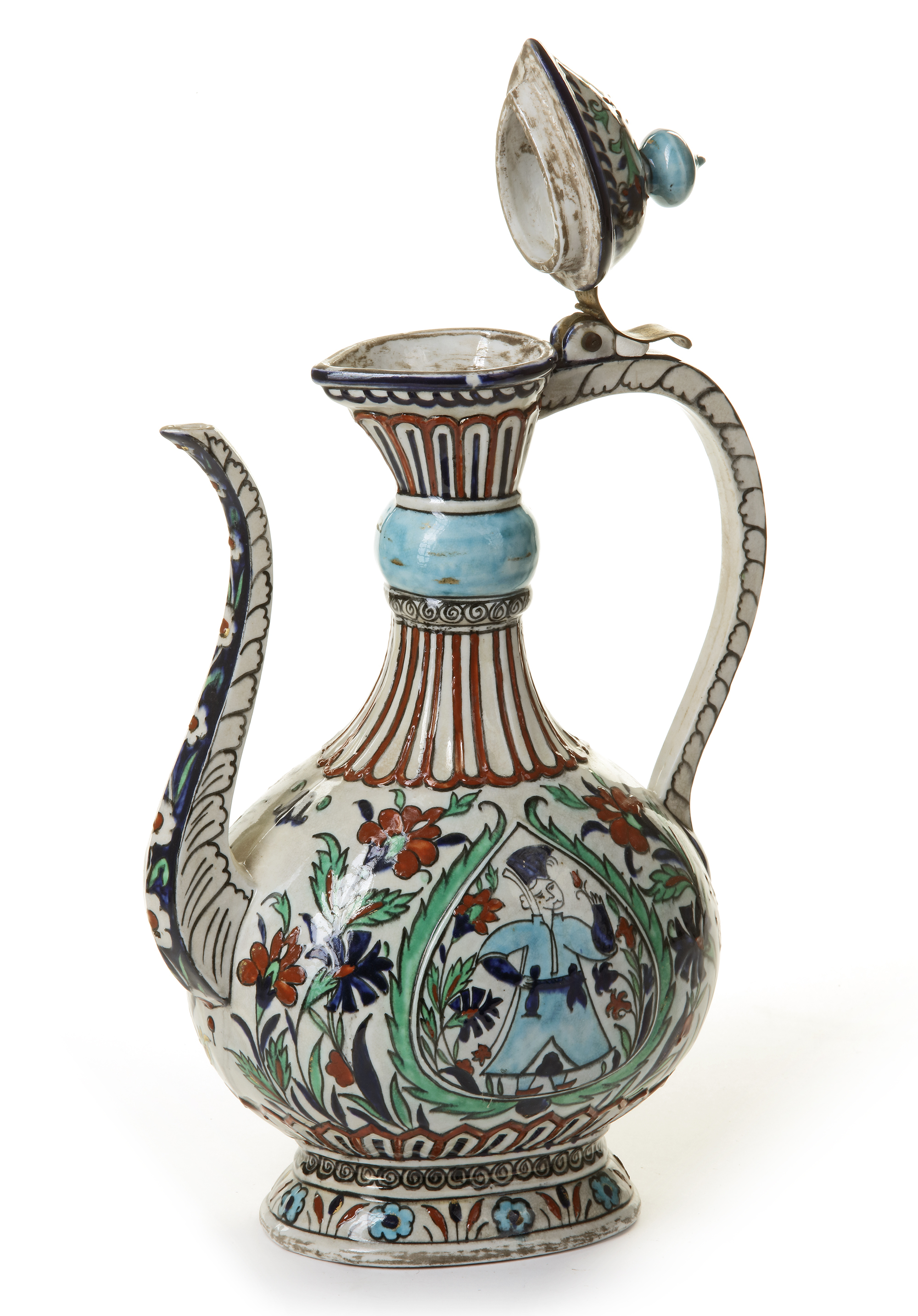 AN IZNIK-STYLE POTTERY EWER, FRANCE, 19TH CENTURY - Image 2 of 6