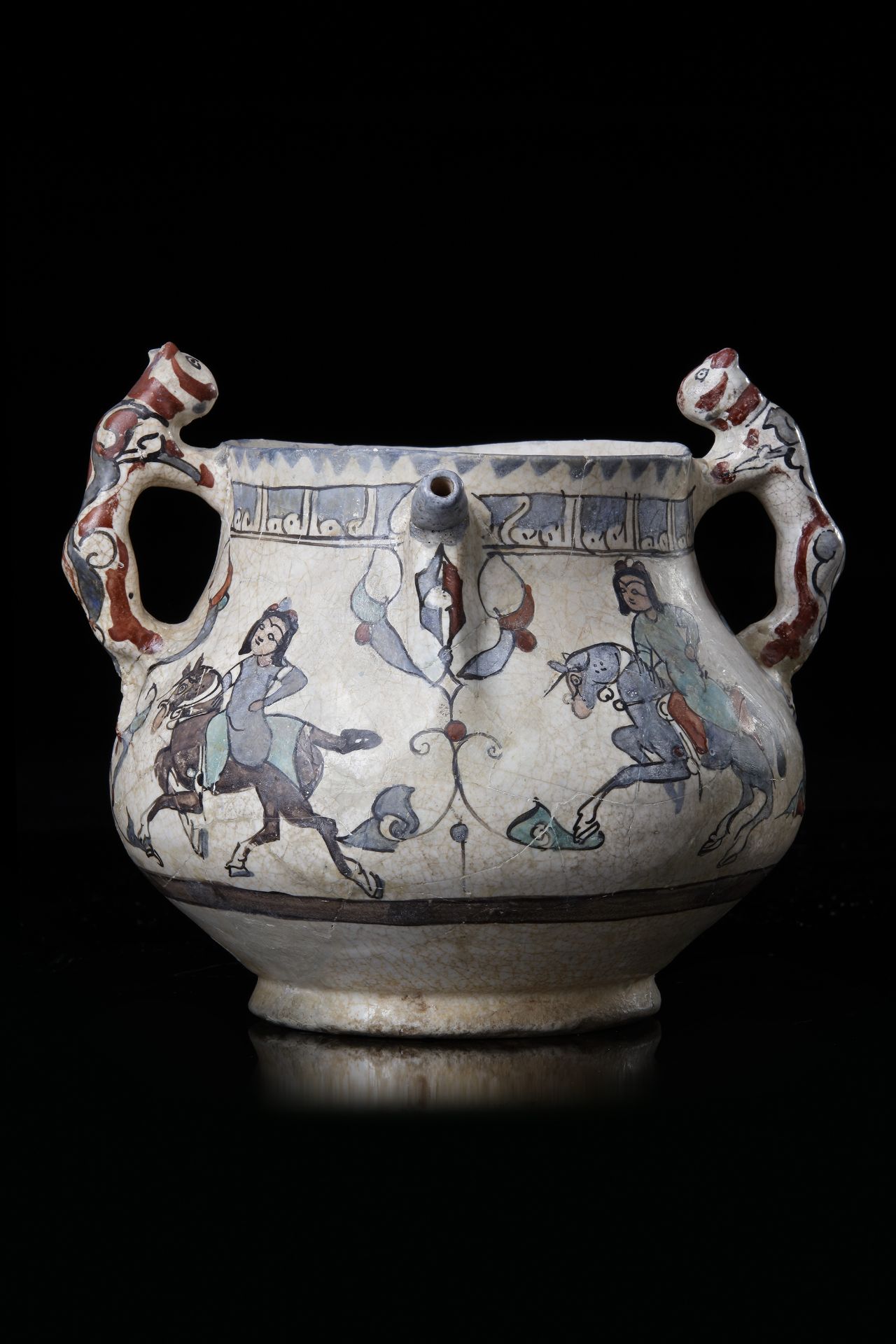 AN ISLAMIC VASE WITH ZOOMORPHIC HANDLES, PERSIA, KASHAN, LATE 12TH-EARLY 13TH CENTURY - Image 5 of 5