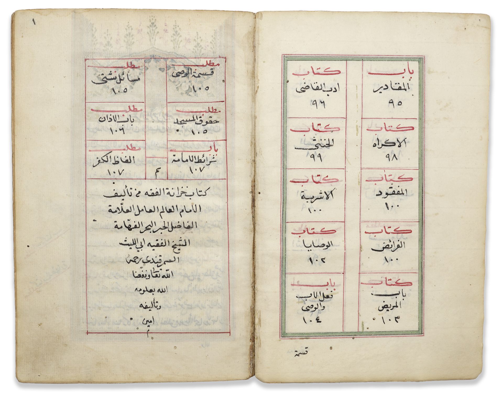 KHIZANAT AL-FIQH BY NASR IBN MUHAMMAD ABU AL-LAYTH AL-SAMARQANDI COPIED 1076 AH/1665 AD - Image 3 of 7