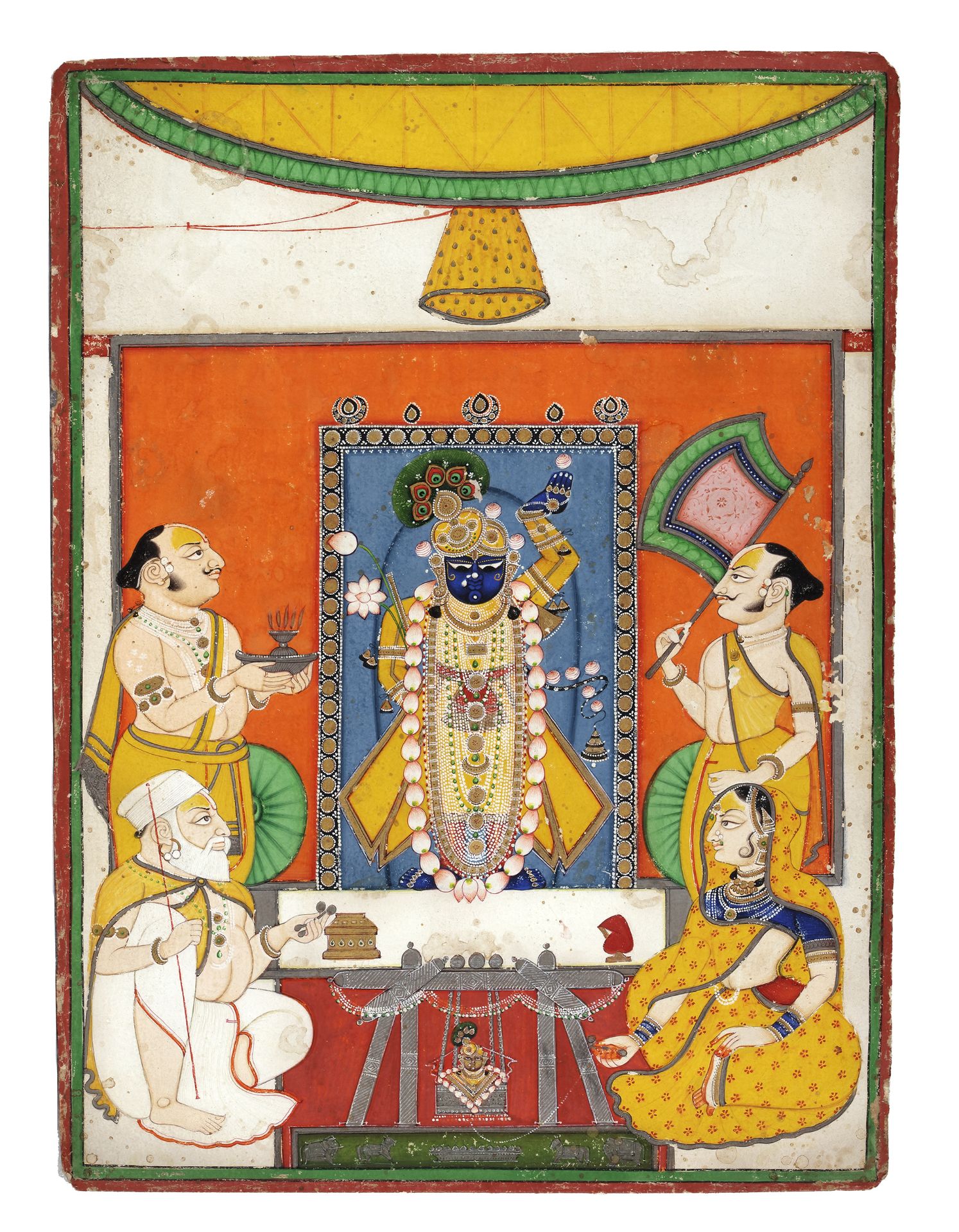 TWO MINIATURE PAINTINGS OF SHRI NATHJI, NATHDWARA AND KOTA, RAJASTHAN, 19TH CENTURY - Image 3 of 3