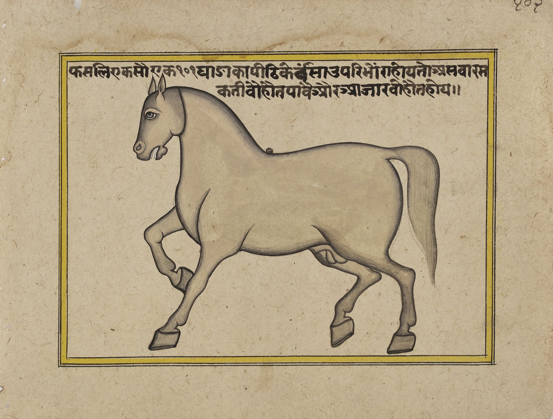 FIFTEEN ILLUSTRATED LEAVES FROM A MANUSCRIPT ON HORSES, INDIA, RAJASTHAN, 19TH CENTURY - Image 7 of 16