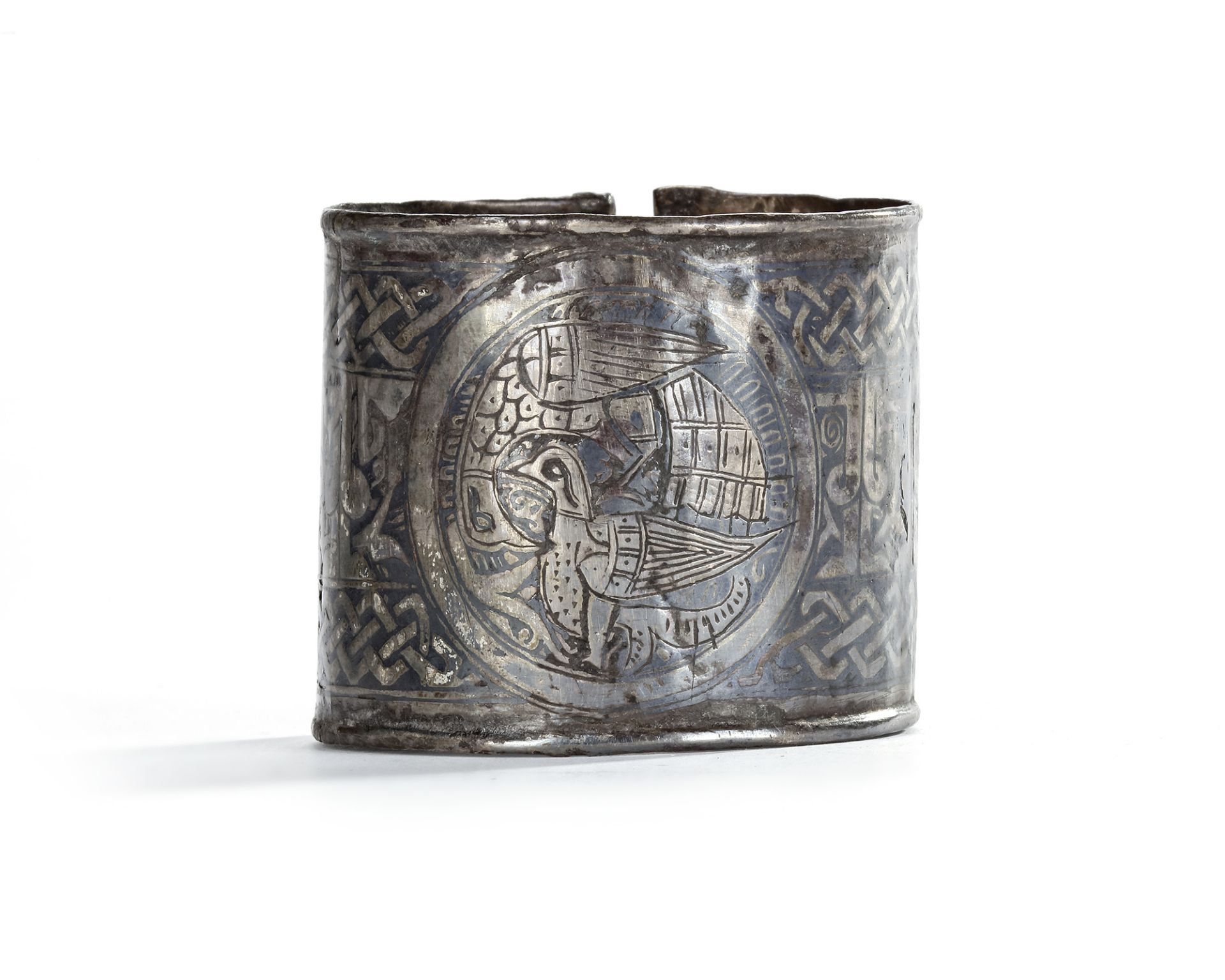 A FATIMID SILVER AND NIELLO BRACELET WITH KUFIC INSCRIPTION, EGYPT OR SYRIA, 11TH-12TH CENTURY