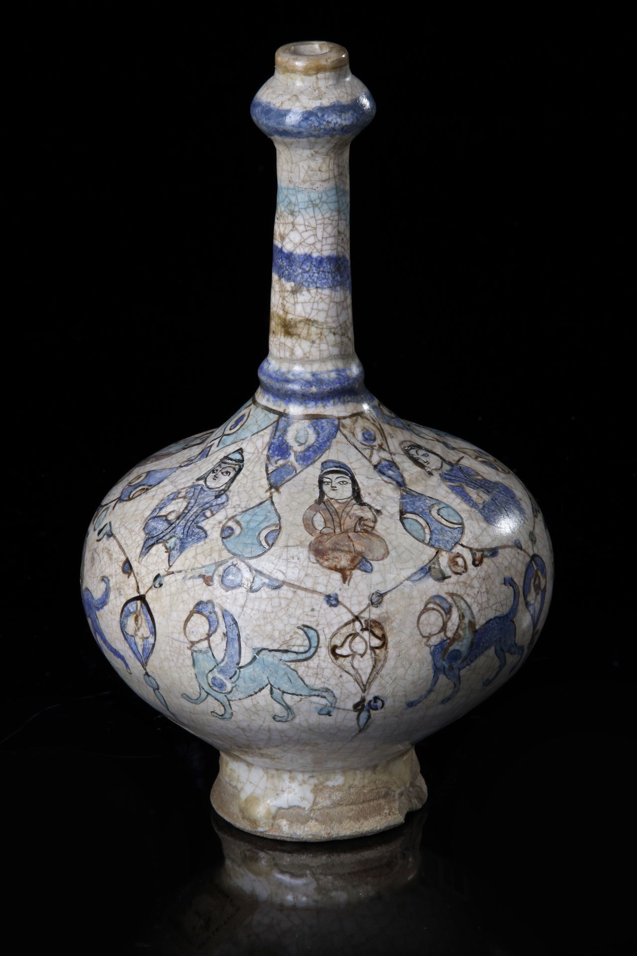 A MINA'I POTTERY BOTTLE VASE, CENTRAL PERSIA, CIRCA 1200 - Image 3 of 5