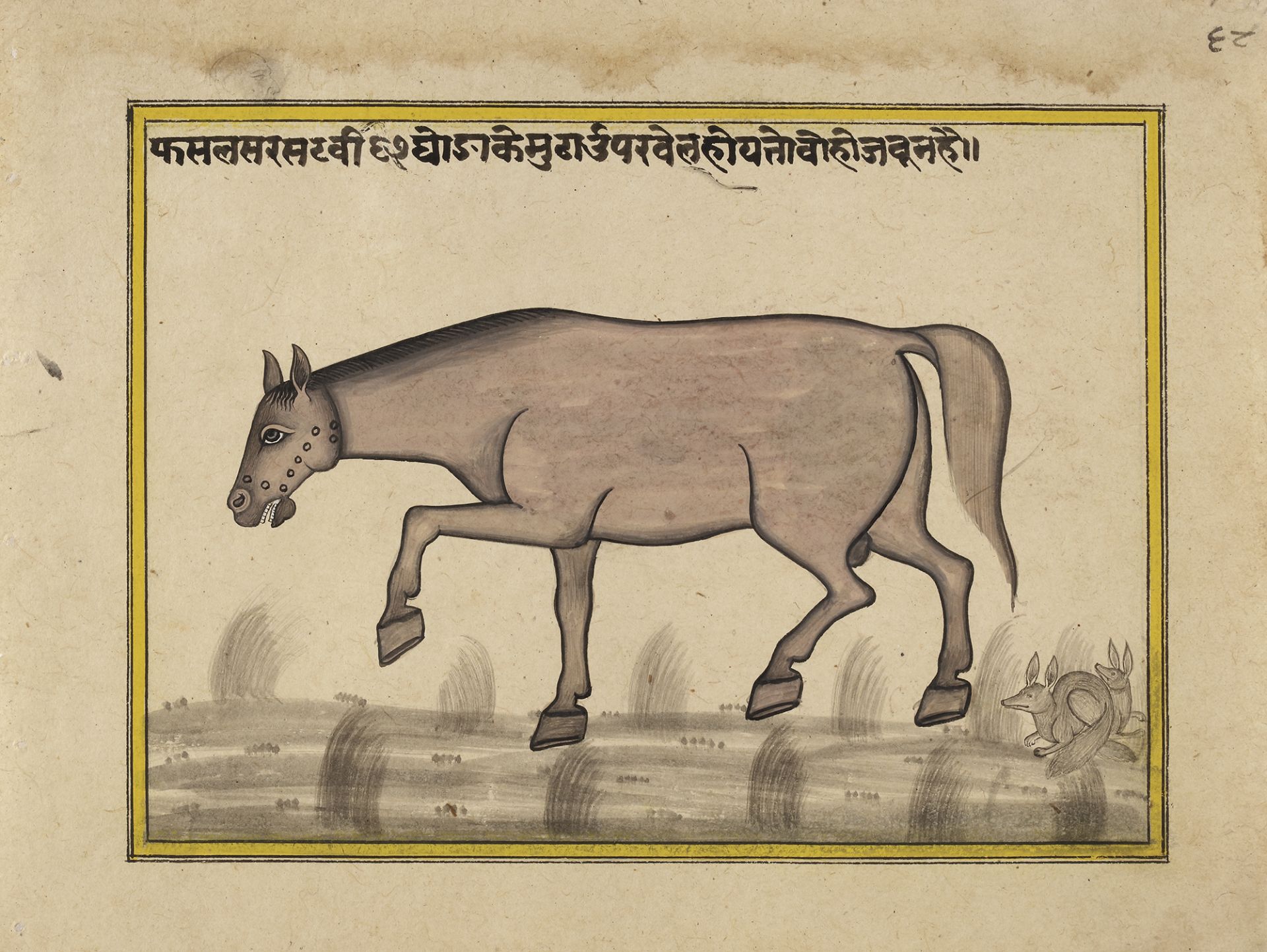 FIFTEEN ILLUSTRATED LEAVES FROM A MANUSCRIPT ON HORSES, INDIA, RAJASTHAN, 19TH CENTURY - Image 9 of 16