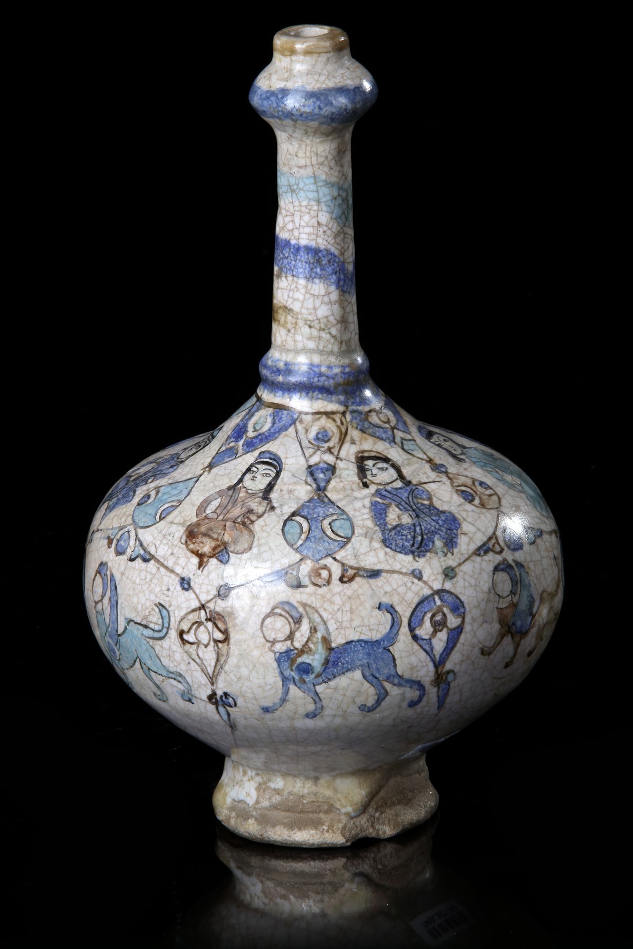 A MINA'I POTTERY BOTTLE VASE, CENTRAL PERSIA, CIRCA 1200 - Image 2 of 5