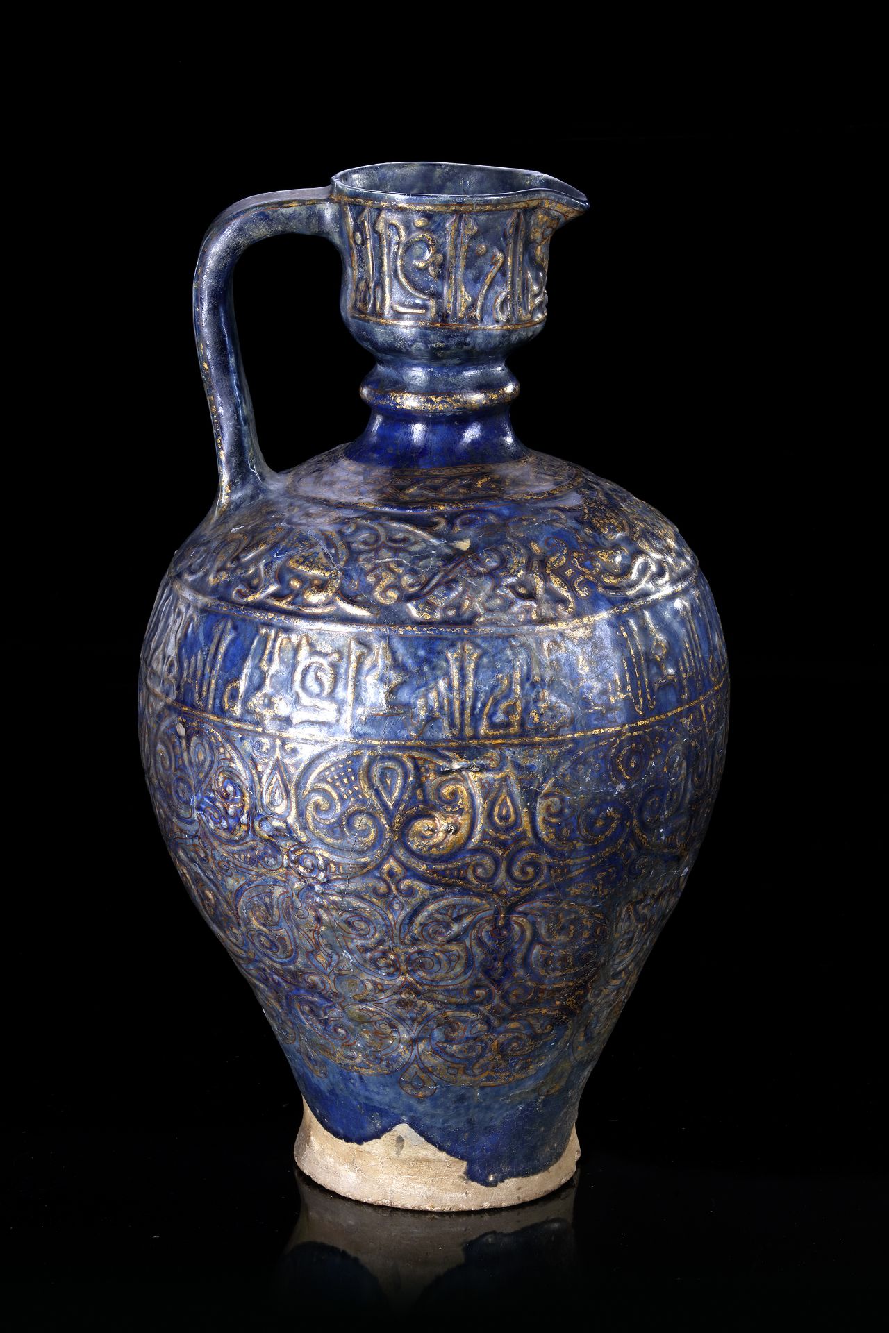 A MONUMENTAL LAJVARDINA POTTERY JUG, ILKHANID PERSIA, 13TH CENTURY - Image 3 of 5