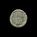 A FATIMID GLASS WEIGHT OF DIRHAM, EGYPT AL-MUSTANSIR BI-ALLAH (AH 427-487 / 1036-1094 AD)