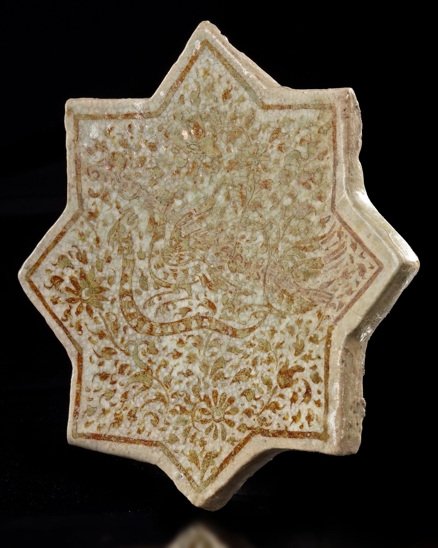 A KASHAN LUSTRE POTTERY STAR TILE, PERSIA, 13TH CENTURY - Bild 3 aus 3