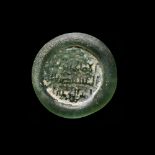 A FATIMID GLASS WEIGHT OF DOUBLE DIRHAM, AL-MUSTANSIR BI-ALLAH (AH 427-487 / 1036-1094 AD),