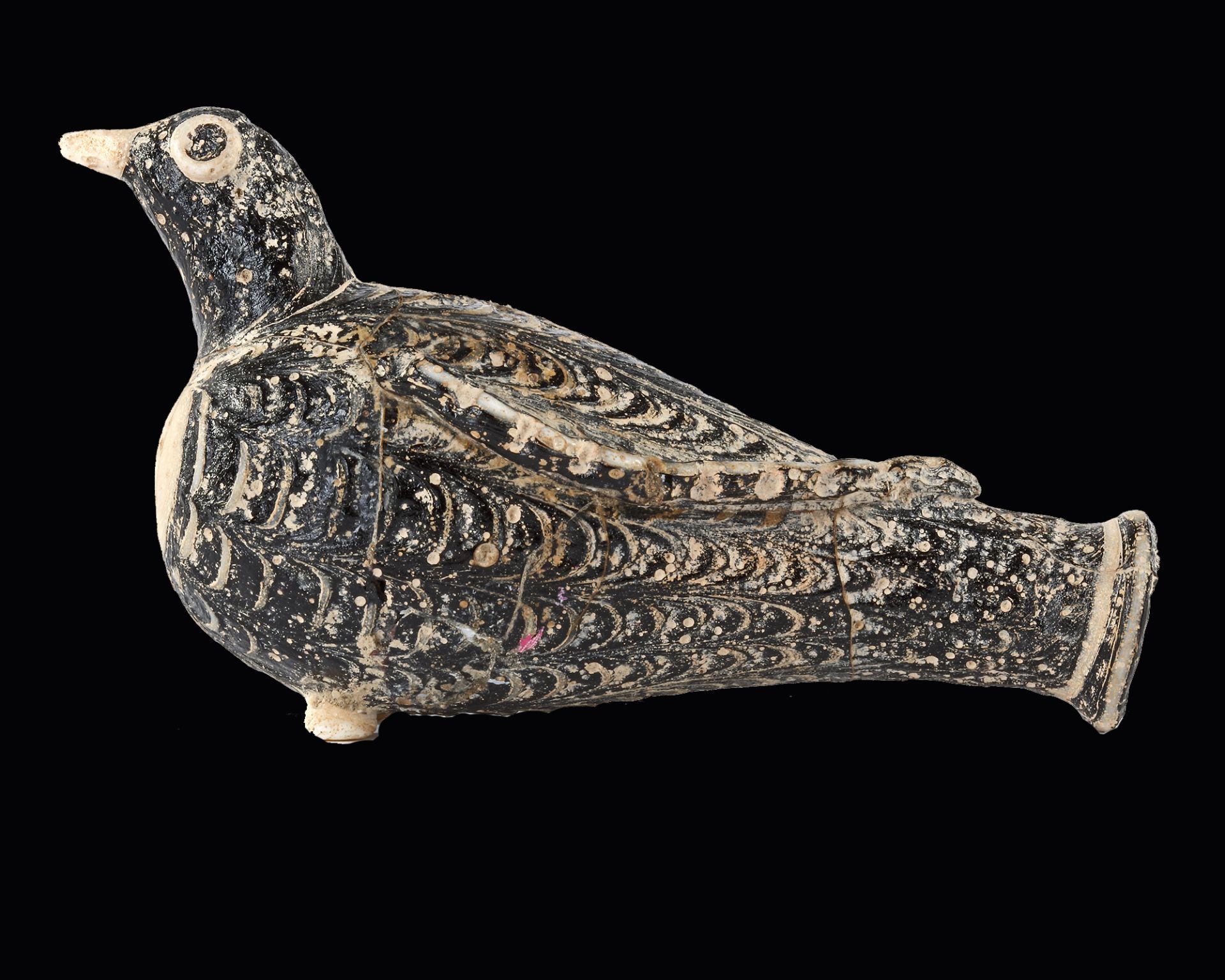 A VERY RARE GLASS BIRD, IRAQ OR SYRIA, 9TH CENTURY