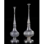 TWO OTTOMAN SILVER ROSEWATER SPRINKLERS, 19TH CENTURY