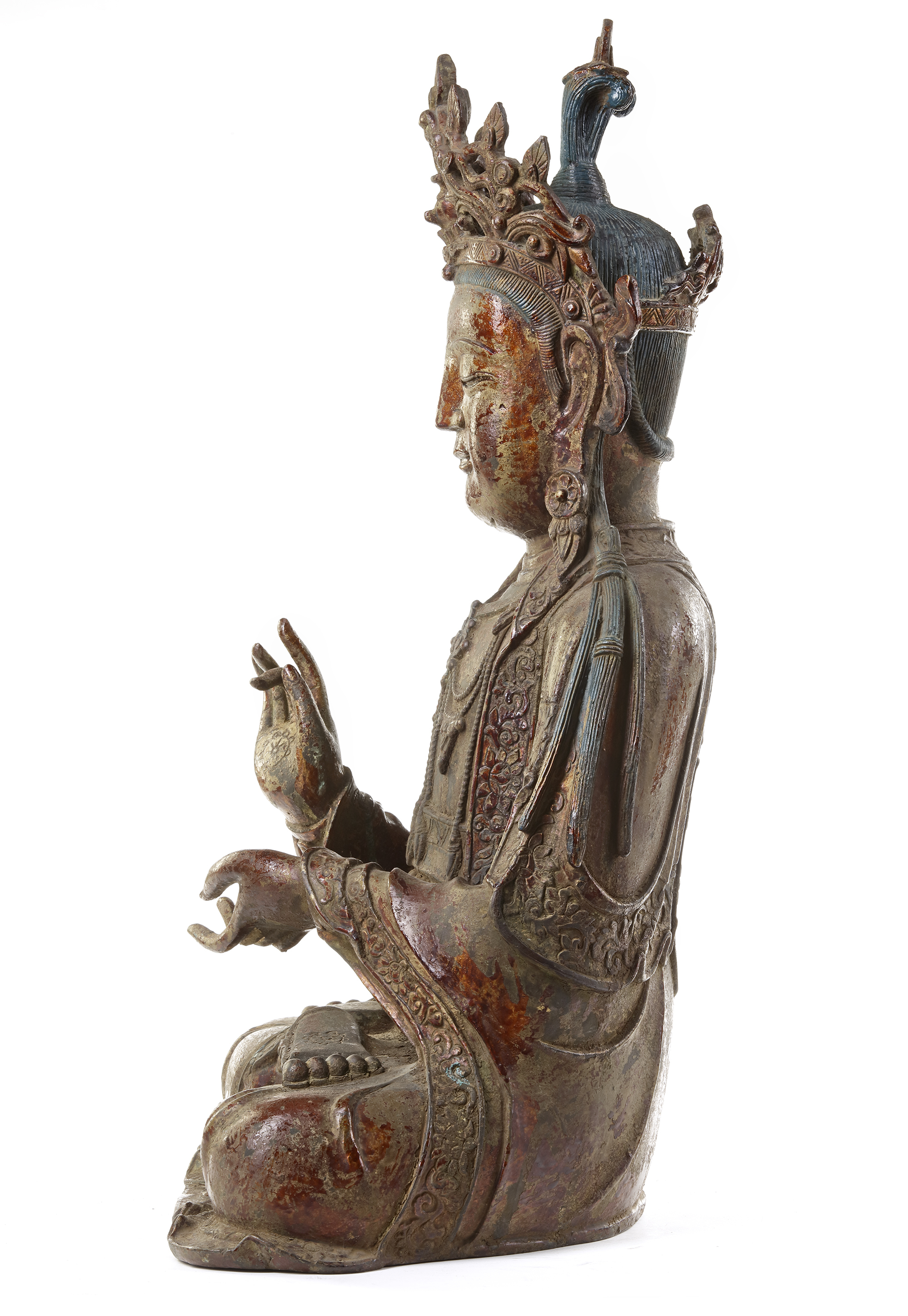 A LARGE CHINESE HEAVILY CAST BRONZE GUANYIN, 19TH CENTURY - Image 4 of 6