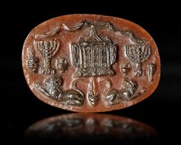 A SASSANIAN CAMEO SHOWING THE TORAH ARK AND RELATED JEWISH SYMBOLS, 5TH-6TH CENTURY AD
